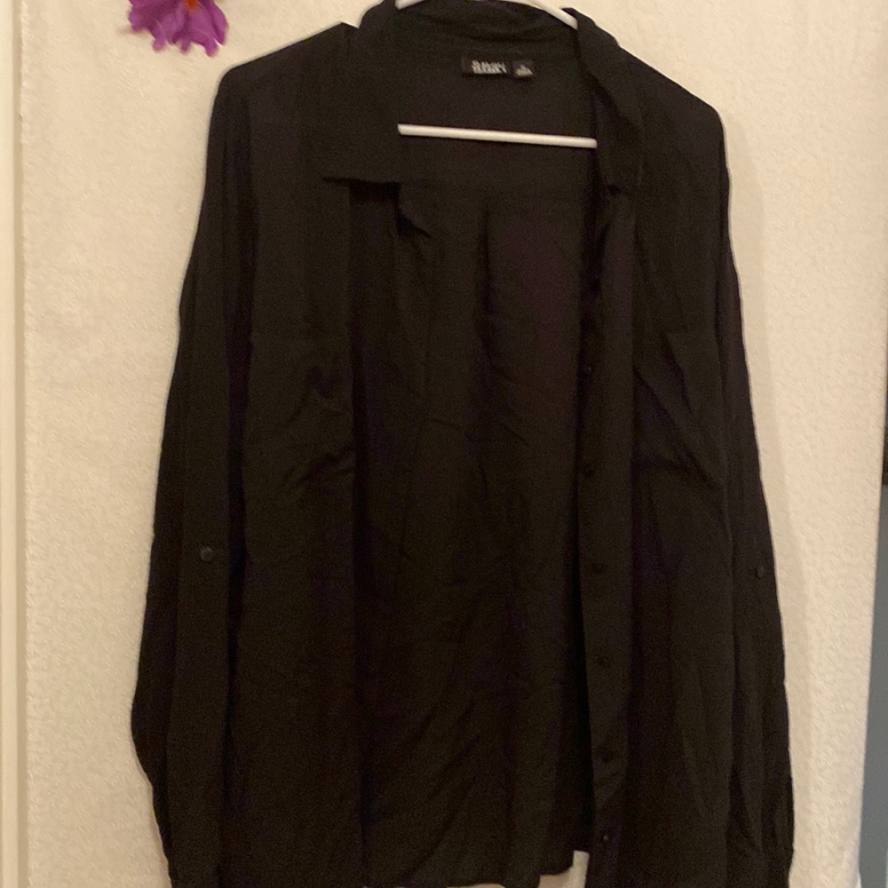 Ana black button down blouse